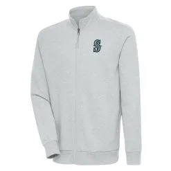 Men's Seattle Mariners Antigua Heather Gray Action Full-Zip Jacket
