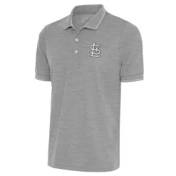 Men's St. Louis Cardinals Antigua Heather Gray Metallic Affluent Polo