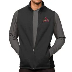 Men's St. Louis Cardinals Antigua Heathered Black Course Full-Zip Vest