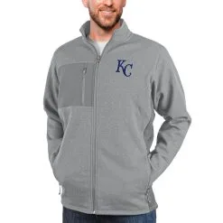 Men's Kansas City Royals Antigua Heathered Gray Course Full-Zip Jacket