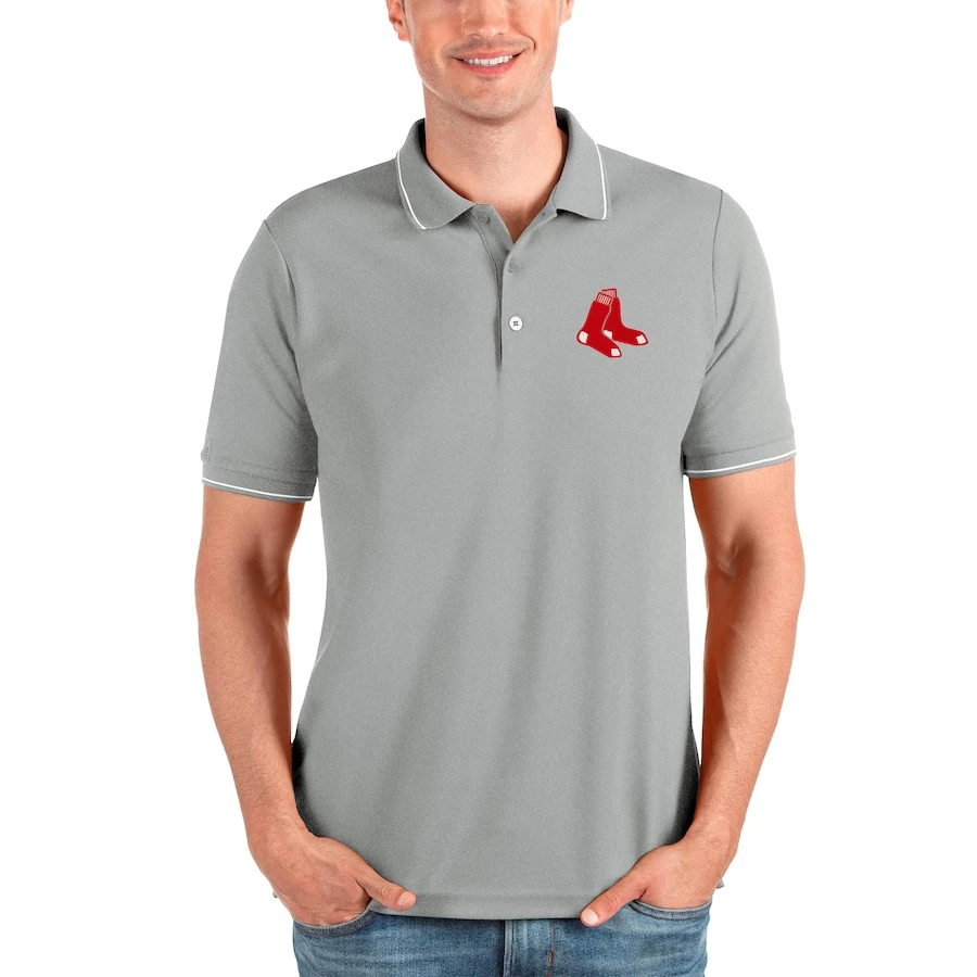 Men's Los Angeles Dodgers Antigua Heathered Gray Affluent Polo