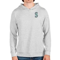 Men's Seattle Mariners Antigua Heathered Gray Absolute Pullover Hoodie