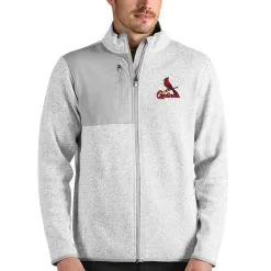 Men's St. Louis Cardinals Antigua Heathered Gray Fortune Full-Zip Jacket