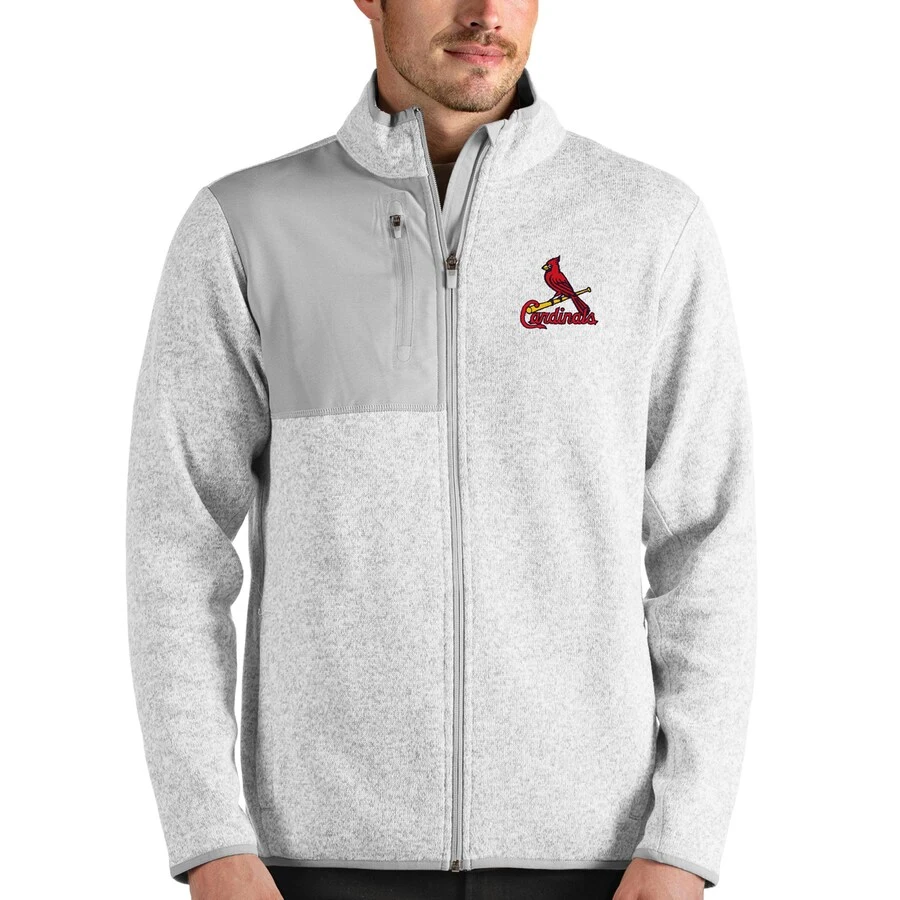 Men's St. Louis Cardinals Antigua Heathered Gray Fortune Full-Zip Jacket