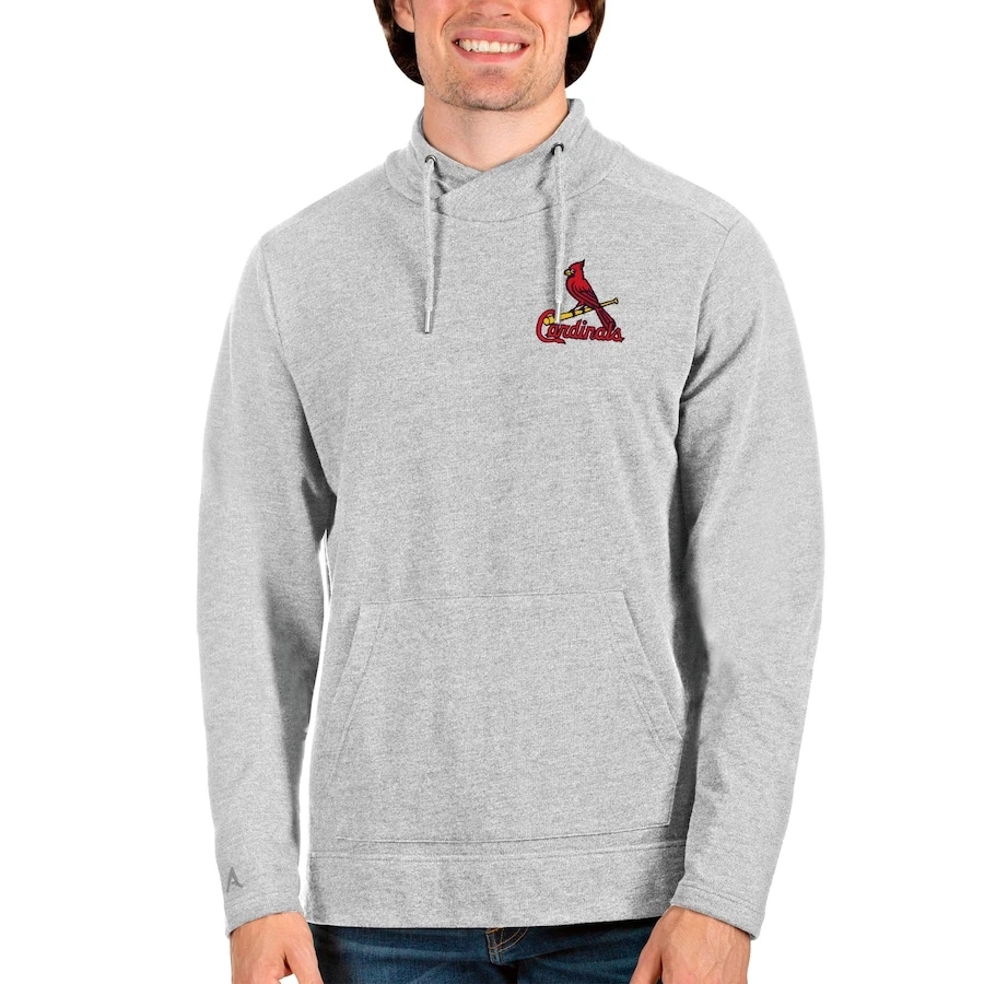 Men's St. Louis Cardinals Antigua Heathered Gray Team Reward Pullover Sweatshirt