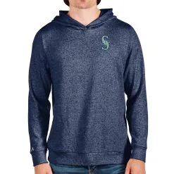 Men's Seattle Mariners Antigua Heathered Navy Absolute Pullover Hoodie