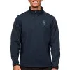 Men's Seattle Mariners Antigua Heathered Navy Course Quarter-Zip Pullover Top