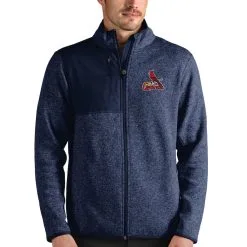 Men's St. Louis Cardinals Antigua Heathered Navy Fortune Full-Zip Jacket