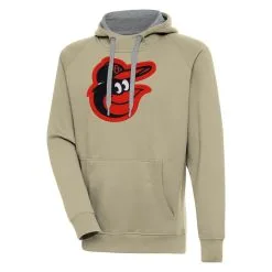 Men's Baltimore Orioles Antigua Khaki Victory Pullover Hoodie