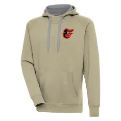Men's Baltimore Orioles Antigua Khaki Victory Pullover Hoodie