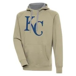 Men's Kansas City Royals Antigua Khaki Victory Pullover Hoodie