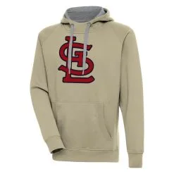 Men's St. Louis Cardinals Antigua Khaki Victory Pullover Hoodie