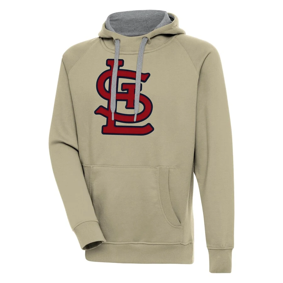 Men's St. Louis Cardinals Antigua Khaki Victory Pullover Hoodie