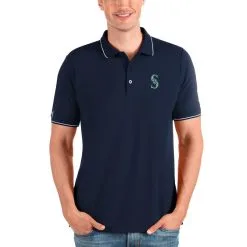 Men's Seattle Mariners Antigua Navy Affluent Polo