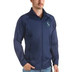 Men's Seattle Mariners Antigua Navy Links Full-Zip Golf Jacket
