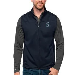 Men's Seattle Mariners Antigua Navy Links Full-Zip Golf Vest
