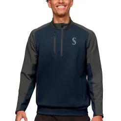 Men's Seattle Mariners Antigua Navy Team Quarter-Zip Pullover Top