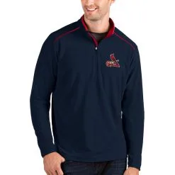 Men's St. Louis Cardinals Antigua Navy Glacier Quarter-Zip Pullover Jacket
