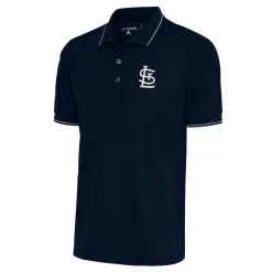 Men's St. Louis Cardinals Antigua Navy Metallic Affluent Polo