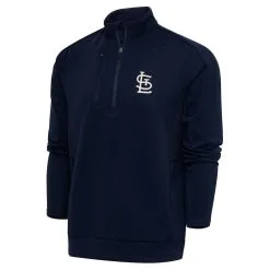 Men's St. Louis Cardinals Antigua Navy Metallic Generation Quarter-Zip Pullover Top