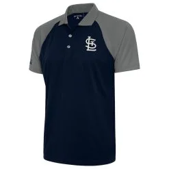 Men's St. Louis Cardinals Antigua Navy Metallic Nova Polo