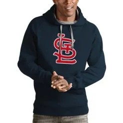 Men's St. Louis Cardinals Antigua Navy Victory Pullover Team Logo Hoodie
