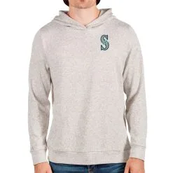 Men's Seattle Mariners Antigua Oatmeal Absolute Pullover Hoodie