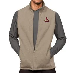Men's St. Louis Cardinals Antigua Oatmeal Course Full-Zip Vest