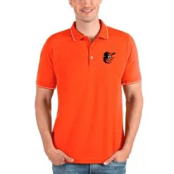 Men's Baltimore Orioles Antigua Orange Affluent Polo