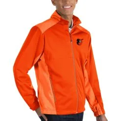 Men's Baltimore Orioles Antigua Orange Revolve Full-Zip Jacket