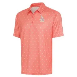 Men's Los Angeles Dodgers Antigua Pink Tonal Crossover Polo