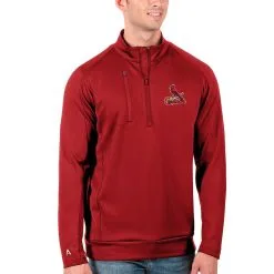 Men's St. Louis Cardinals Antigua Red Generation Quarter-Zip Pullover Jacket