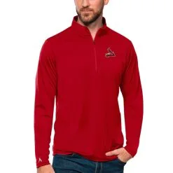 Men's St. Louis Cardinals Antigua Red Tribute Quarter-Zip Pullover Top