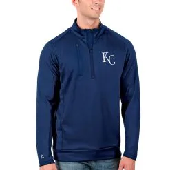Men's Kansas City Royals Antigua Royal Generation Quarter-Zip Pullover Jacket