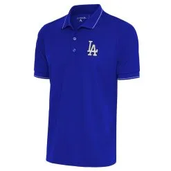 Men's Los Angeles Dodgers Antigua Royal Metallic Affluent Polo