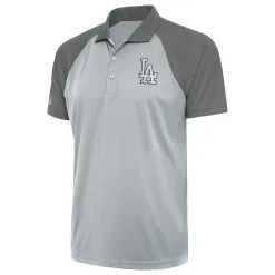 Men's Los Angeles Dodgers Antigua Silver Metallic Nova Polo