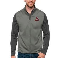 Men's St. Louis Cardinals Antigua Steel Links Full-Zip Golf Vest