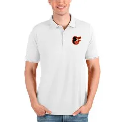 Men's Baltimore Orioles Antigua White Affluent Polo