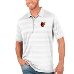 Men's Baltimore Orioles Antigua White Compass Polo