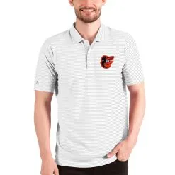 Men's Baltimore Orioles Antigua White Esteem Polo