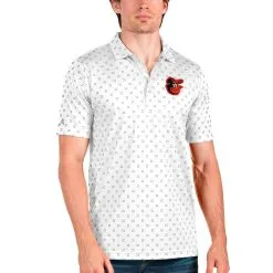 Men's Baltimore Orioles Antigua White Spark Polo