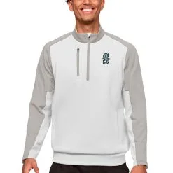 Men's Seattle Mariners Antigua White Team Quarter-Zip Pullover Top