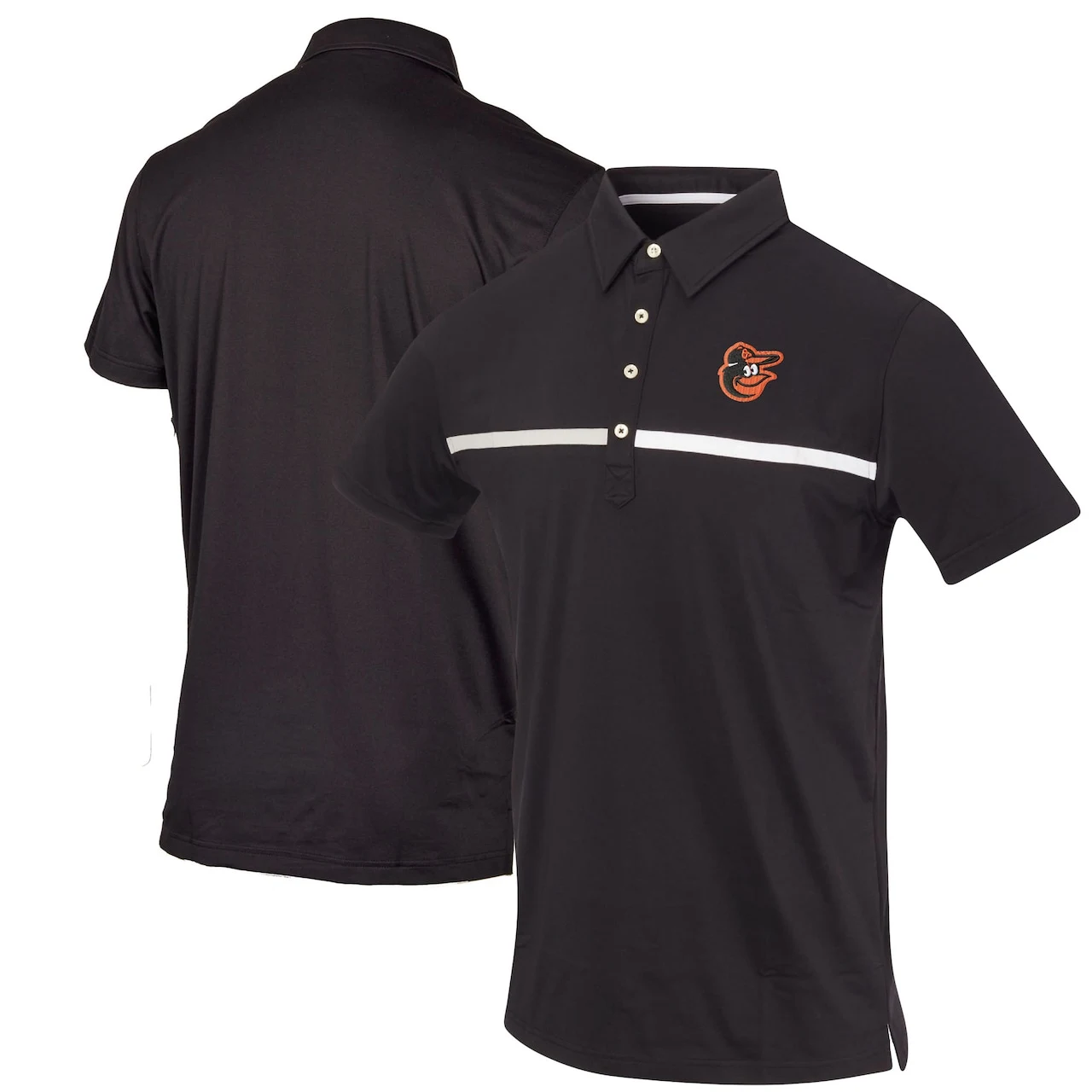 Full Turn Men's Baltimore Orioles Black Color Blocked Stretch Polo