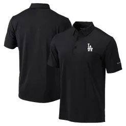 Men's Los Angeles Dodgers Columbia Black Omni-Wick Drive Polo