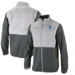 Men's Los Angeles Dodgers Columbia Charcoal Basin Butte Fleece Full-Zip Jacket