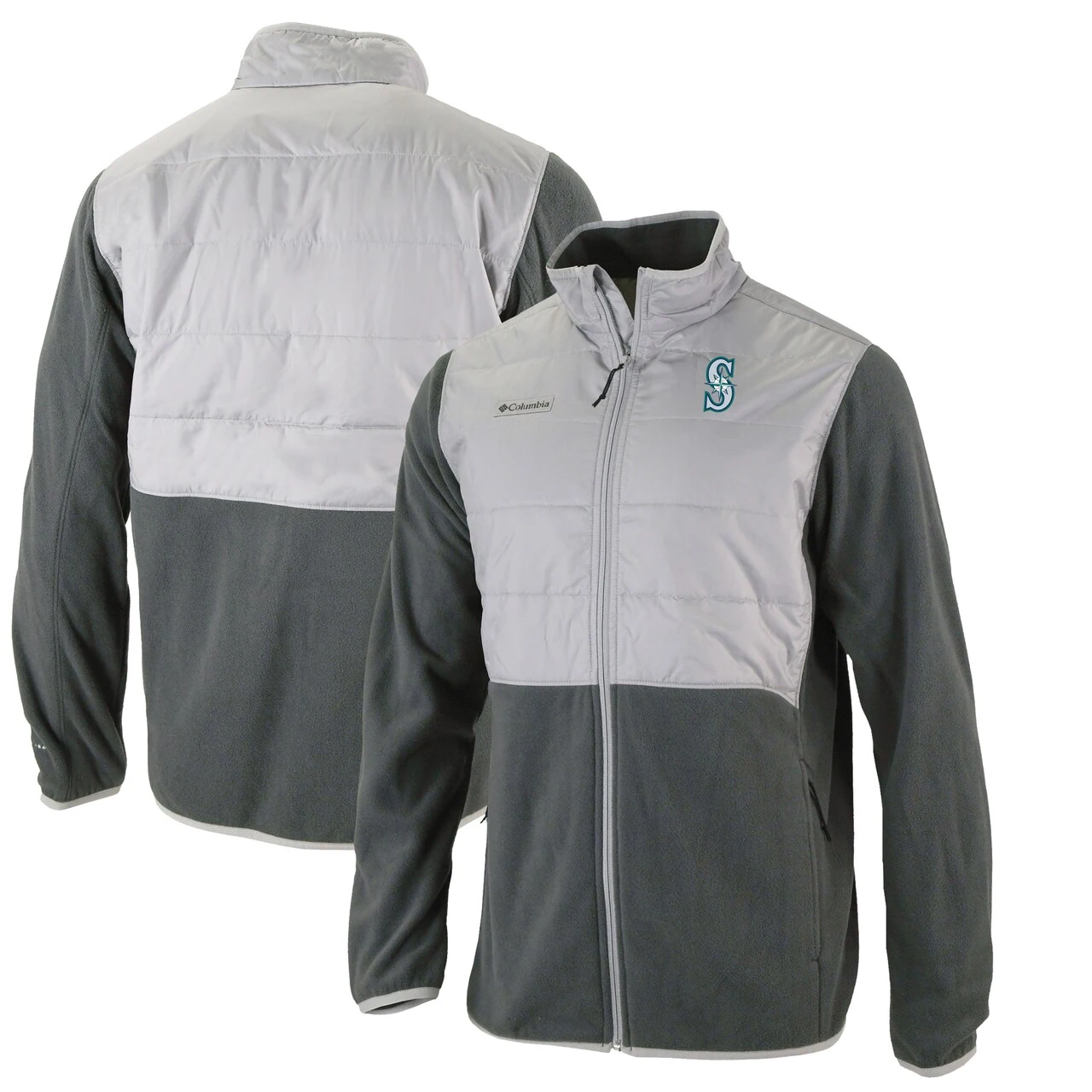 Men's Seattle Mariners Columbia Charcoal Basin Butte Fleece Full-Zip Jacket