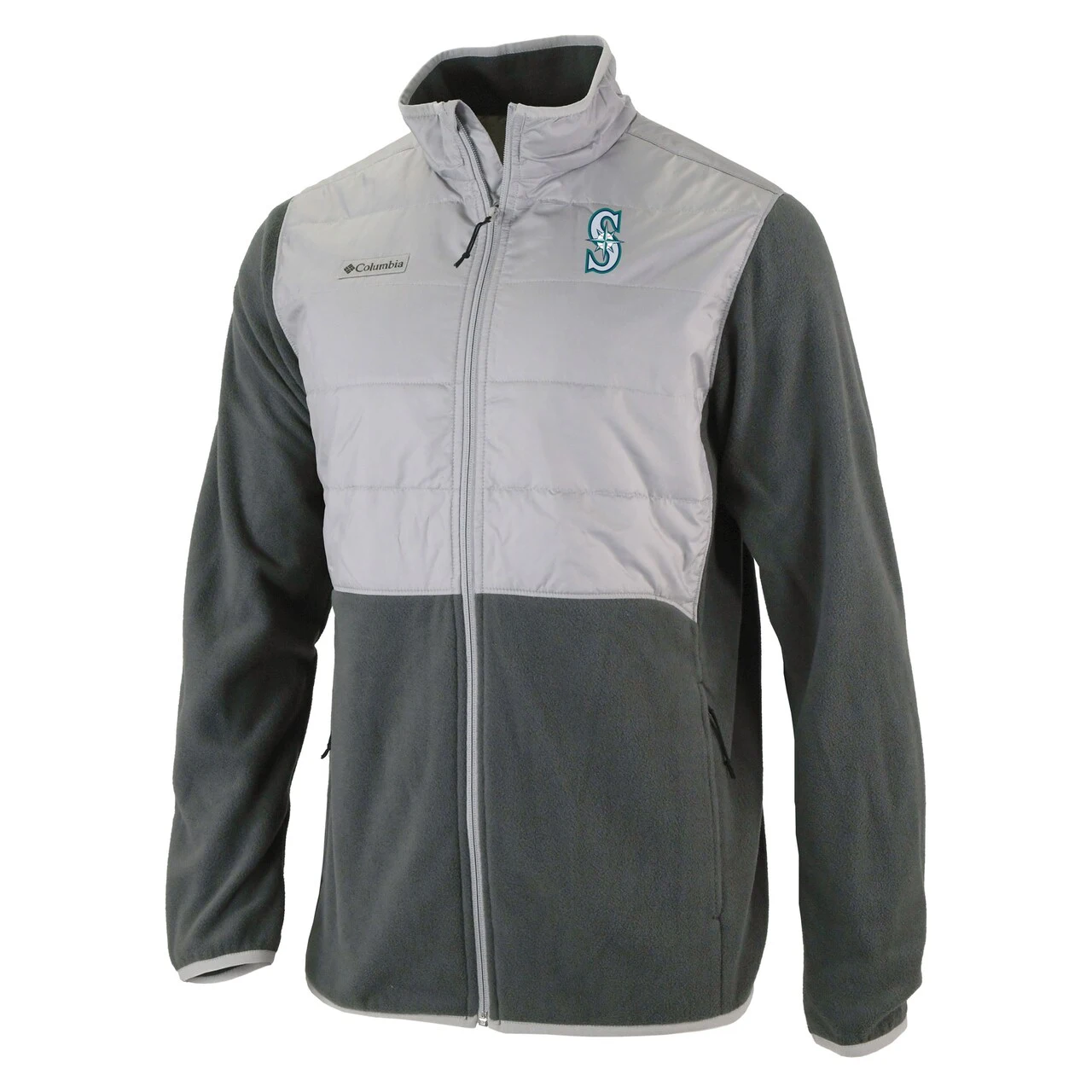 Men's Seattle Mariners Columbia Charcoal Basin Butte Fleece Full-Zip Jacket - Image 2