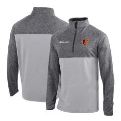 Men's Baltimore Orioles Columbia Heather Gray Omni-Wick Rockin' It Quarter-Zip Pullover Jacket