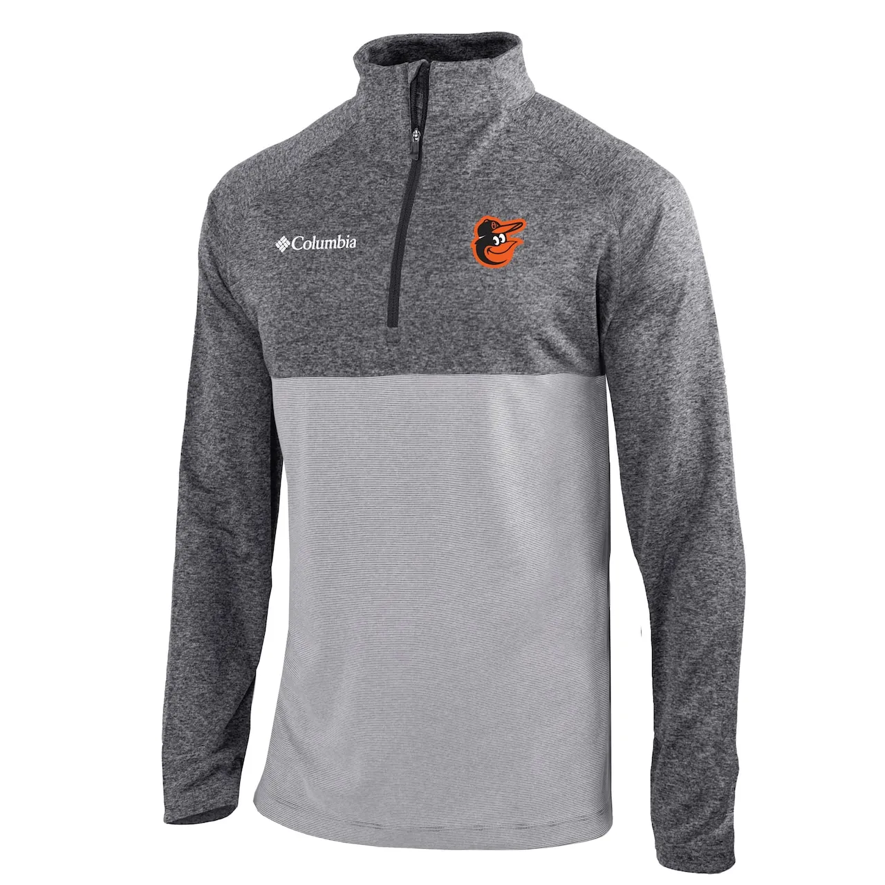 Men's Baltimore Orioles Columbia Heather Gray Omni-Wick Rockin' It Quarter-Zip Pullover Jacket - Image 2