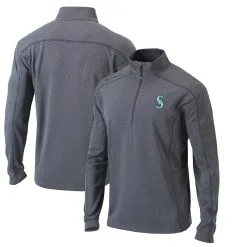 Men's Seattle Mariners Columbia Heather Gray Omni-Wick Shotgun Quarter-Zip Pullover Top